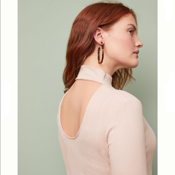 Anthro Ribbed Turtleneck Dress in Rose - Picture 3 of 4